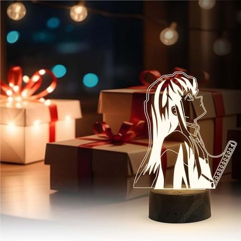 3D Illusion Anime Figure Desk Table Lamp with Warm White Light  Birthday Gift for Anime Lover  Bedside Table Lamp (MuichiroTokito258)
