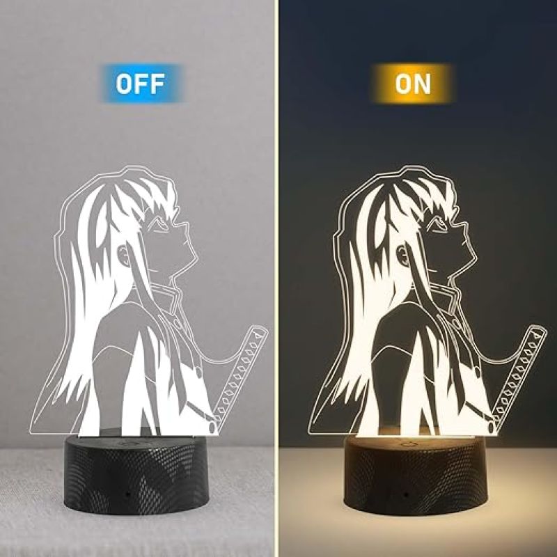 3D Illusion Anime Figure Desk Table Lamp with Warm White Light  Birthday Gift for Anime Lover  Bedside Table Lamp (MuichiroTokito258)