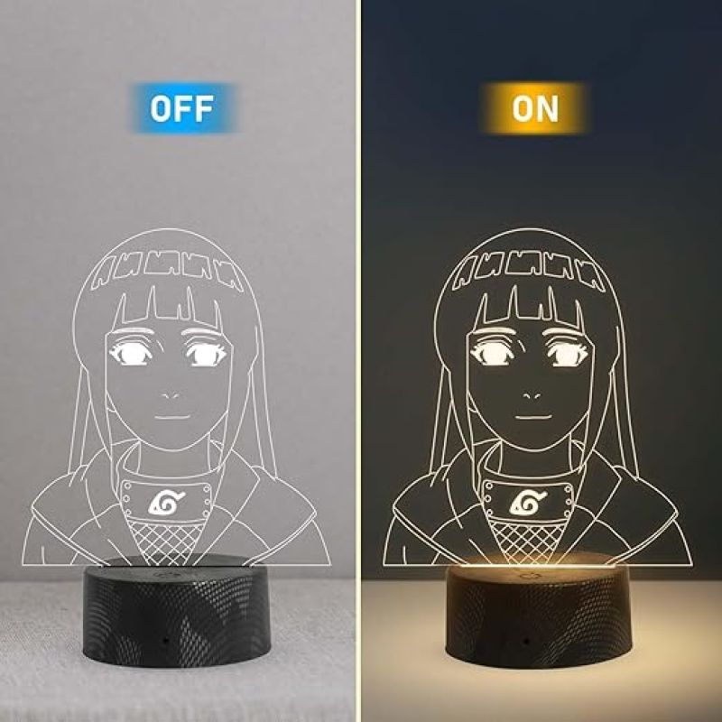 3D Illusion Anime Figure Desk Table Lamp with Warm White Light   Birthday Gift for Anime Lover  Bedside Table Lamp (NarutoHinataHyuga)