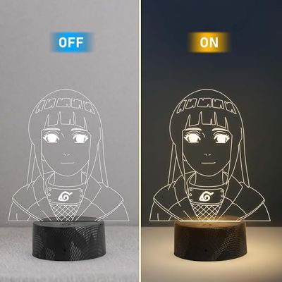 3D Illusion Anime Figure Desk Table Lamp with Warm White Light   Birthday Gift for Anime Lover  Bedside Table Lamp (NarutoHinataHyuga)