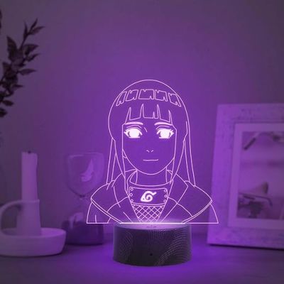 3D Illusion Anime Figure Desk Table Lamp with Automatic Color Changing Light  Birthday Gift for Anime Lover (NarutoHinataHyuga)