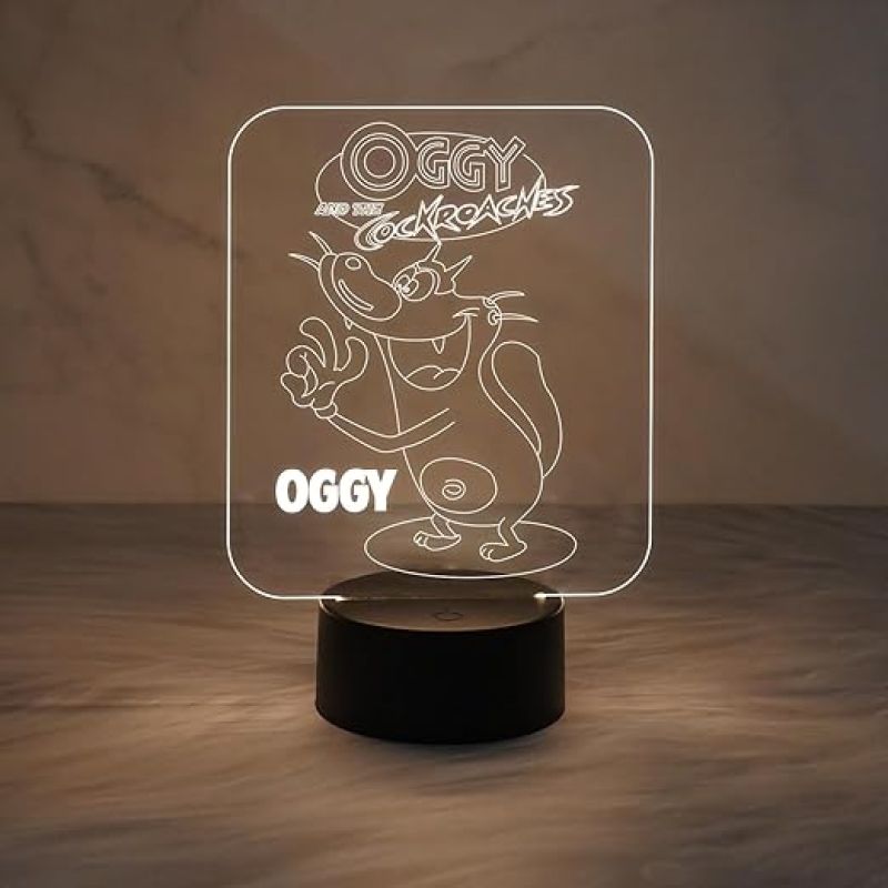 Cartoon Night Lamp OggyandTheCockroaches369 3D Illusion Desk Table Lamp with Warm White Light & Touch Control | Kids Room Night Lights