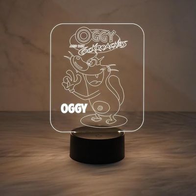 Cartoon Night Lamp OggyandTheCockroaches369 3D Illusion Desk Table Lamp with Warm White Light & Touch Control | Kids Room Night Lights