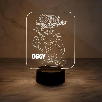 Cartoon Night Lamp OggyandTheCockroaches369 3D Illusion Desk Table Lamp with Warm White Light & Touch Control | Kids Room Night Lights