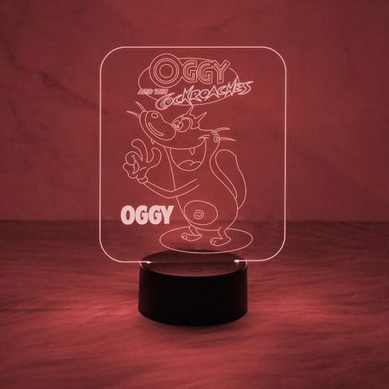 Cartoon Night Lamp OggyandTheCockroaches 3D Illusion Desk Table Lamp with 7 Color Changing & Touch Control | Kids Room Night Lights