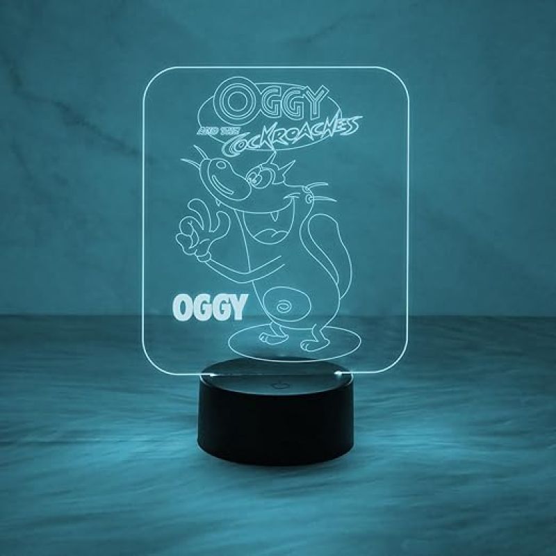 Cartoon Night Lamp OggyandTheCockroaches 3D Illusion Desk Table Lamp with 7 Color Changing & Touch Control | Kids Room Night Lights