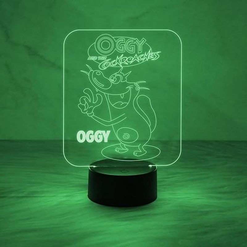 Cartoon Night Lamp OggyandTheCockroaches 3D Illusion Desk Table Lamp with 7 Color Changing & Touch Control | Kids Room Night Lights