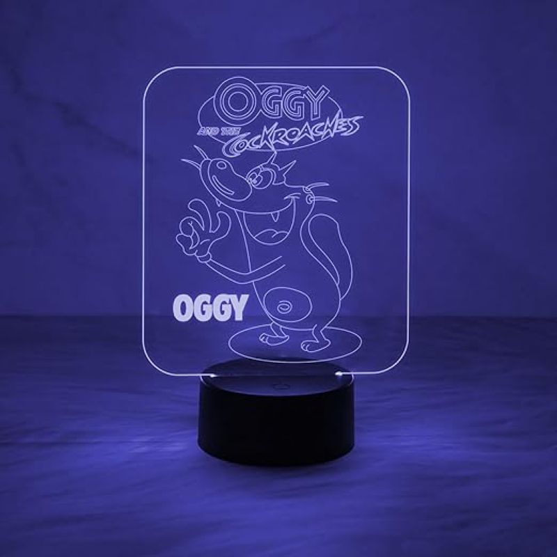 Cartoon Night Lamp OggyandTheCockroaches 3D Illusion Desk Table Lamp with 7 Color Changing & Touch Control | Kids Room Night Lights