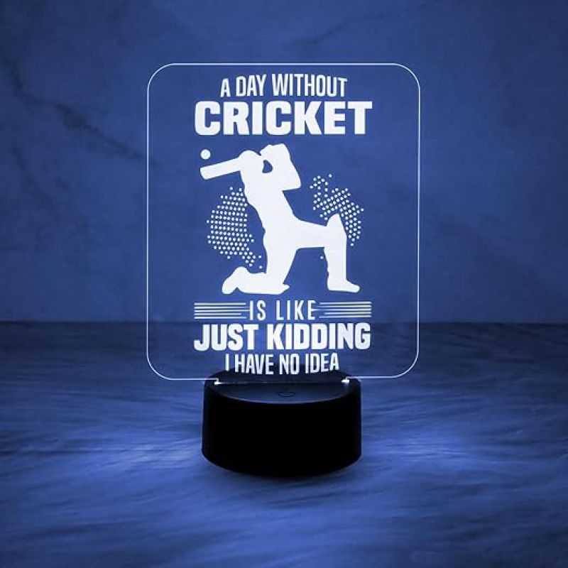 Engraved Cricket Night Lamp with 7 Color Automatic Color Changing Light  Best Gift for Player  Lamp for Sports Fans  Cricket Table Lamp