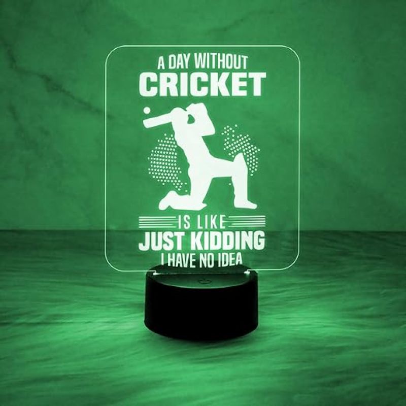Engraved Cricket Night Lamp with 7 Color Automatic Color Changing Light  Best Gift for Player  Lamp for Sports Fans  Cricket Table Lamp