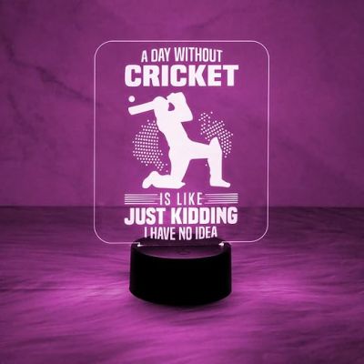 Engraved Cricket Night Lamp with 7 Color Automatic Color Changing Light  Best Gift for Player  Lamp for Sports Fans  Cricket Table Lamp