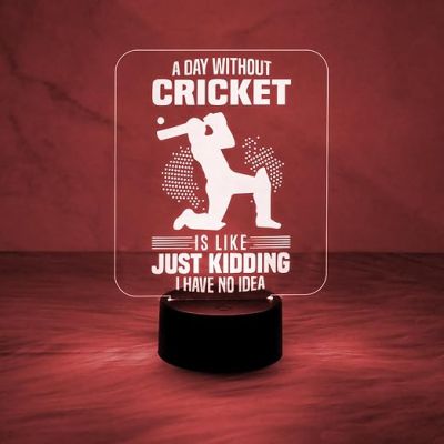 Engraved Cricket Night Lamp with 7 Color Automatic Color Changing Light  Best Gift for Player  Lamp for Sports Fans  Cricket Table Lamp