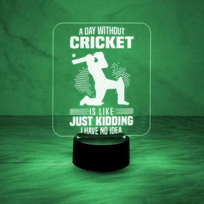 Engraved Cricket Night Lamp with 7 Color Automatic Color Changing Light  Best Gift for Player  Lamp for Sports Fans  Cricket Table Lamp