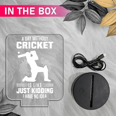 Engraved Cricket Night Lamp with 7 Color Automatic Color Changing Light  Best Gift for Player  Lamp for Sports Fans  Cricket Table Lamp