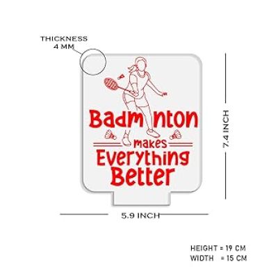 3D Illusion Badminton Makes Everything Better Acrylic Night Lamp Best Gift for Badminton Player  Warm White Light