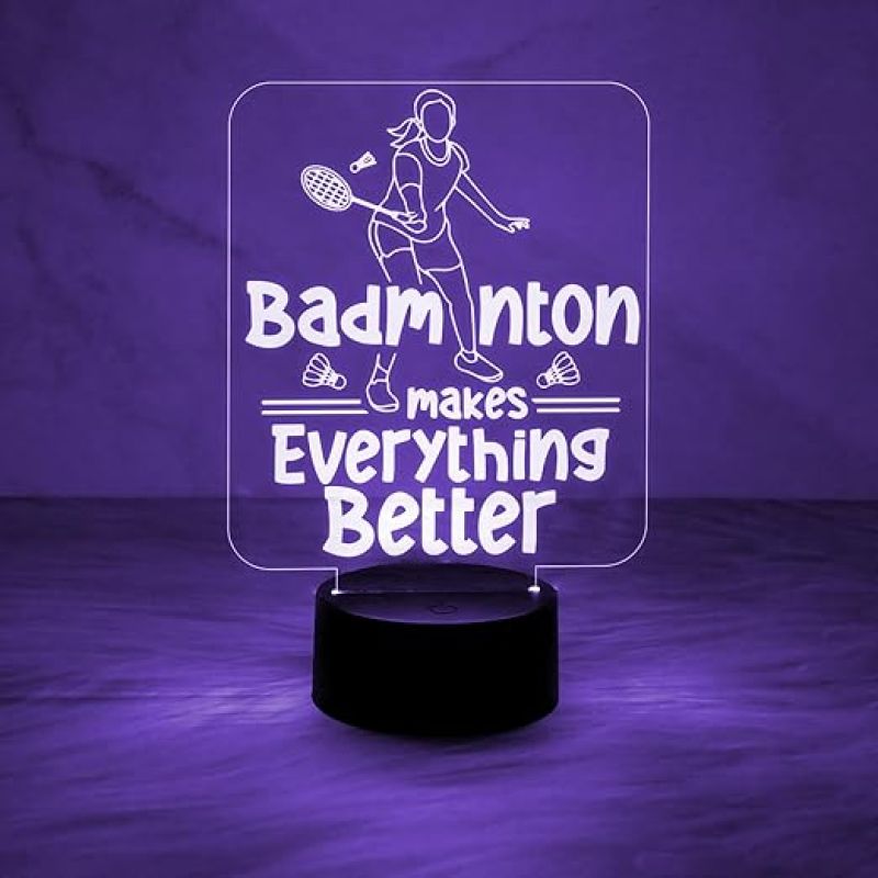 3D Illusion Badminton Makes Everything Better Acrylic Night Lamp Best Gift for Badminton Player  Automatic Color Changing Light