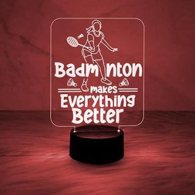 3D Illusion Badminton Makes Everything Better Acrylic Night Lamp Best Gift for Badminton Player  Automatic Color Changing Light