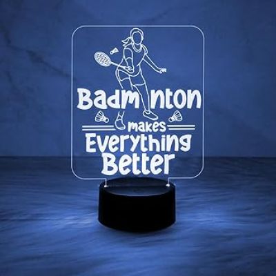 3D Illusion Badminton Makes Everything Better Acrylic Night Lamp Best Gift for Badminton Player  Automatic Color Changing Light
