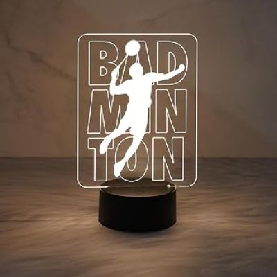 Badminton 3D Illusion Night Light Desk Lamp, Warm White Light  LED Lights with Touch Switch Lamp for Kids Gifts Home Decoration