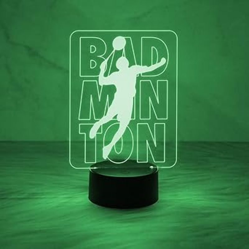 Badminton 3D Illusion Night Light Desk Lamp, 7 Colors Changing LED Lights with Touch Switch Lamp for Kids Gifts Home Decoration