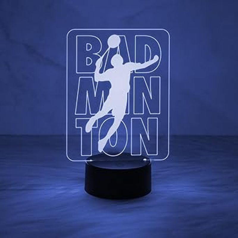 Badminton 3D Illusion Night Light Desk Lamp, 7 Colors Changing LED Lights with Touch Switch Lamp for Kids Gifts Home Decoration