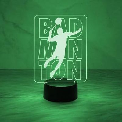 Badminton 3D Illusion Night Light Desk Lamp, 7 Colors Changing LED Lights with Touch Switch Lamp for Kids Gifts Home Decoration