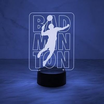Badminton 3D Illusion Night Light Desk Lamp, 7 Colors Changing LED Lights with Touch Switch Lamp for Kids Gifts Home Decoration