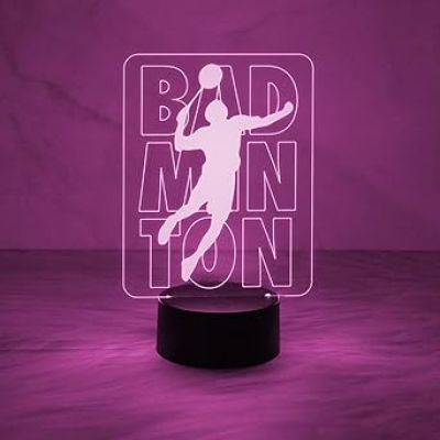 Badminton 3D Illusion Night Light Desk Lamp, 7 Colors Changing LED Lights with Touch Switch Lamp for Kids Gifts Home Decoration