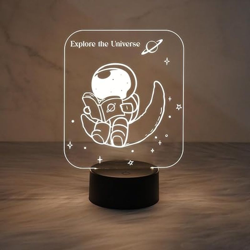 3D Illusion Astronaut lamp  Led USB Table Lamp for Kids  Home & Office Decor Light  Space Man Night Lamp  Bedside Table Lamp  Warm White Light