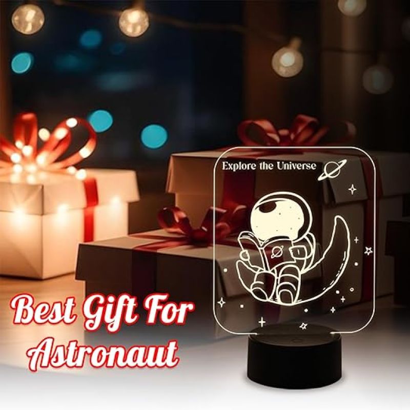 3D Illusion Astronaut lamp  Led USB Table Lamp for Kids  Home & Office Decor Light  Space Man Night Lamp  Bedside Table Lamp  Warm White Light