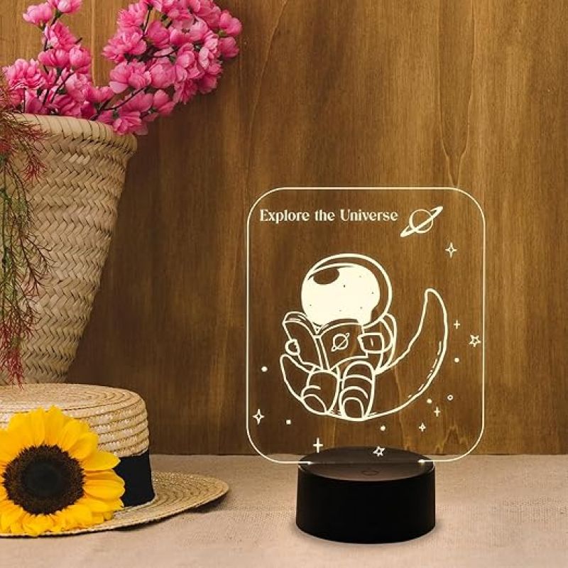 3D Illusion Astronaut lamp  Led USB Table Lamp for Kids  Home & Office Decor Light  Space Man Night Lamp  Bedside Table Lamp  Warm White Light