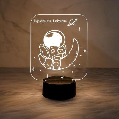 3D Illusion Astronaut lamp  Led USB Table Lamp for Kids  Home & Office Decor Light  Space Man Night Lamp  Bedside Table Lamp  Warm White Light