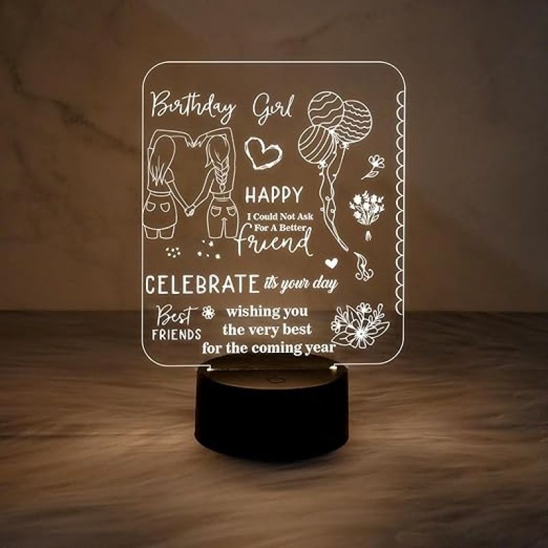 Birthday Gift for Best Friend Engraved Night Lamp with Warm White Light  Birthday Gift for Bestie & Sister