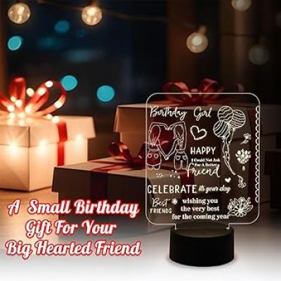 Birthday Gift for Best Friend Engraved Night Lamp with Warm White Light  Birthday Gift for Bestie & Sister