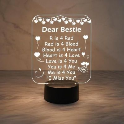 Engrave My Bestie Night Lamp with Warm White Light  Friends Night Light for Best Friend  Friendship Gift  Gift for Bestie