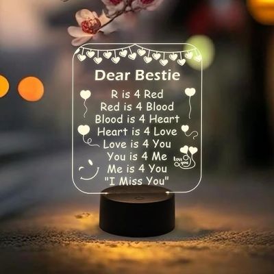 Engrave My Bestie Night Lamp with Warm White Light  Friends Night Light for Best Friend  Friendship Gift  Gift for Bestie