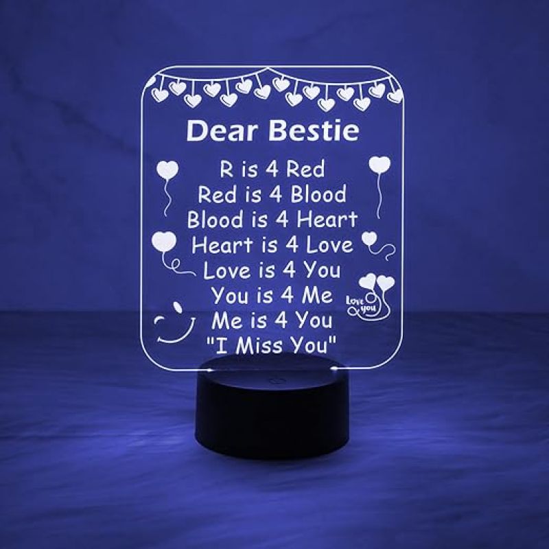 Engrave My Bestie Night Lamp with Automatic Color Changing Light  Friends Night Light for Best Friend   Friendship Gift  Gift for Bestie