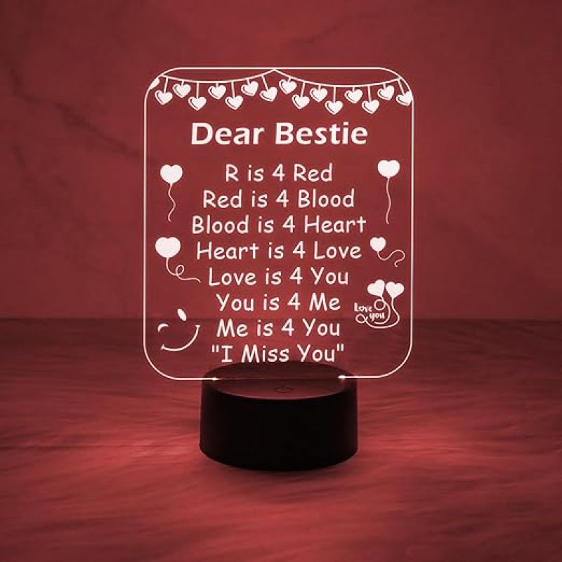 Engrave My Bestie Night Lamp with Automatic Color Changing Light  Friends Night Light for Best Friend   Friendship Gift  Gift for Bestie