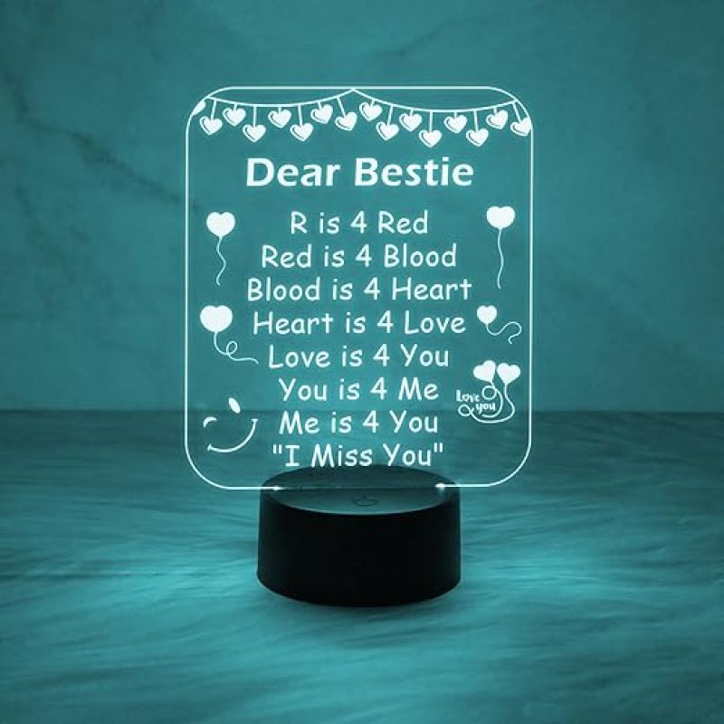 Engrave My Bestie Night Lamp with Automatic Color Changing Light  Friends Night Light for Best Friend   Friendship Gift  Gift for Bestie