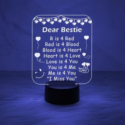 Engrave My Bestie Night Lamp with Automatic Color Changing Light  Friends Night Light for Best Friend   Friendship Gift  Gift for Bestie