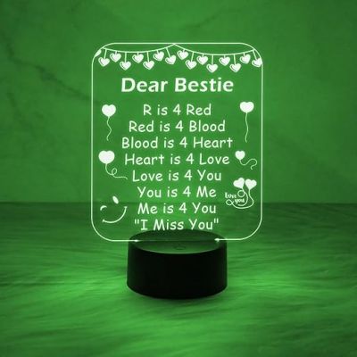 Engrave My Bestie Night Lamp with Automatic Color Changing Light  Friends Night Light for Best Friend   Friendship Gift  Gift for Bestie