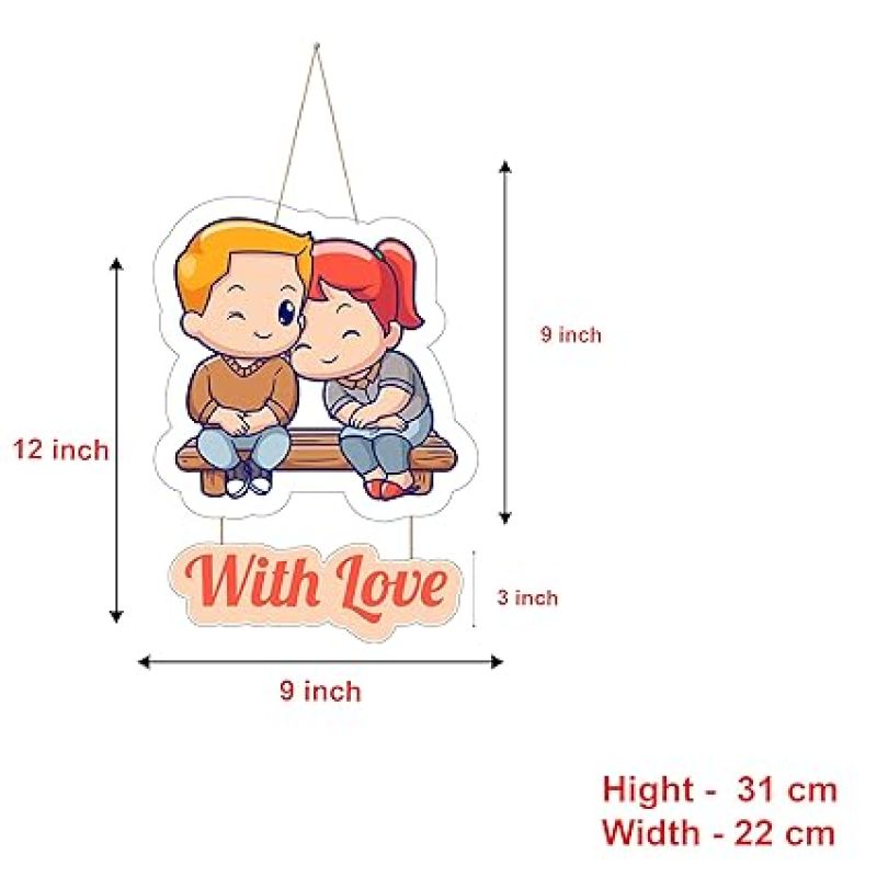 Couple Wooden Wall Hanging for Valentine Day Gift  Bedroom Decor Wall Hanging   Wall Decoration Items for Living Room  Gift For For Girlfriend Boyfriend Husband Wife (Design 1)