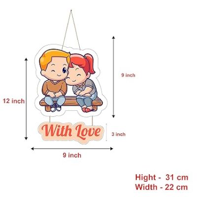 Couple Wooden Wall Hanging for Valentine Day Gift  Bedroom Decor Wall Hanging   Wall Decoration Items for Living Room  Gift For For Girlfriend Boyfriend Husband Wife (Design 1)
