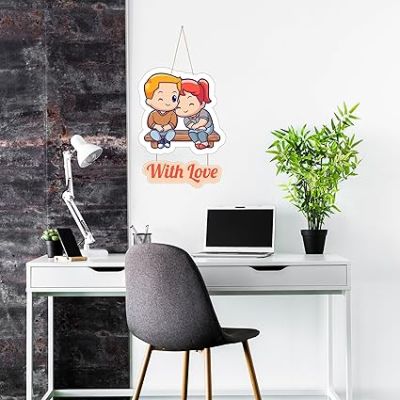 Couple Wooden Wall Hanging for Valentine Day Gift  Bedroom Decor Wall Hanging   Wall Decoration Items for Living Room  Gift For For Girlfriend Boyfriend Husband Wife (Design 1)