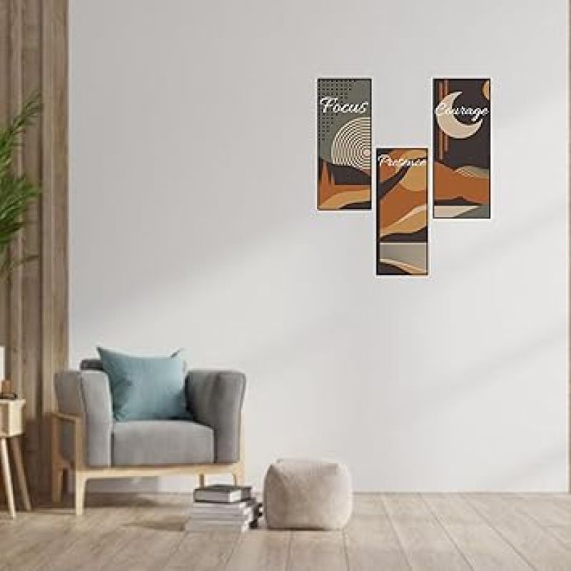 Inspirational Boho Prints Wall Hanging   Focus Presence Courage Wall Art Decor for Living Room Bedroom Kitchen Bathroom Office  Modern Wall Decorative Accessories for Decoration