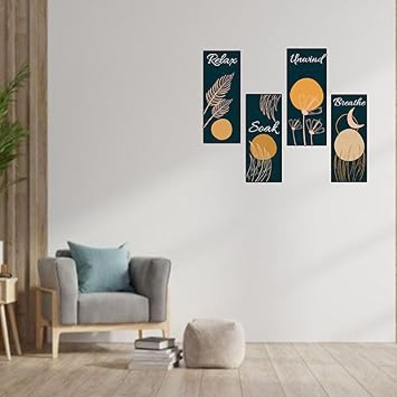 Mdf Wooden Wall Hanging  Relax Soak Unwind Breathe Positive Thought Wall Decoration Hanging For Home, Bedroom, Living room  Wall Artwork For Hall Decor | Modern Wall Decorative Accessories