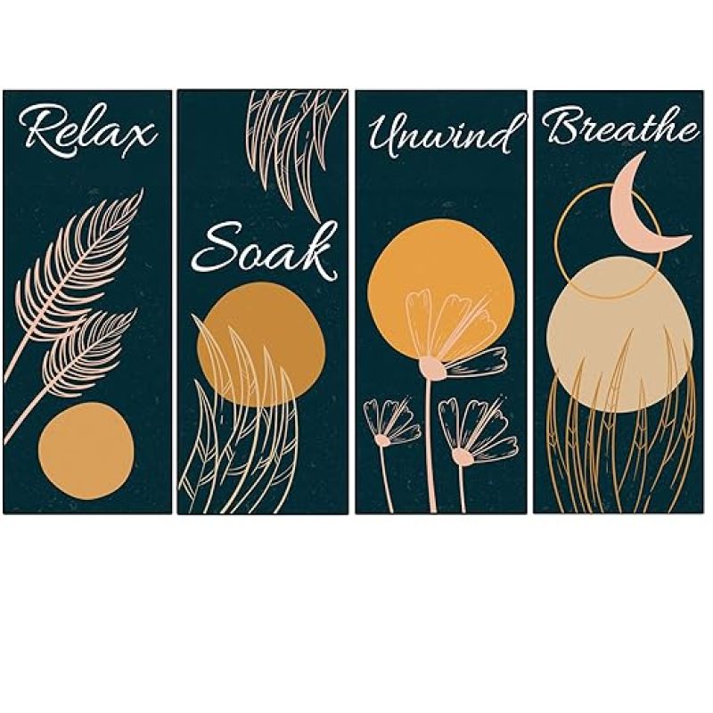 Mdf Wooden Wall Hanging  Relax Soak Unwind Breathe Positive Thought Wall Decoration Hanging For Home, Bedroom, Living room  Wall Artwork For Hall Decor | Modern Wall Decorative Accessories