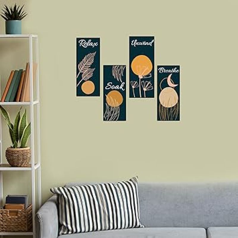 Mdf Wooden Wall Hanging  Relax Soak Unwind Breathe Positive Thought Wall Decoration Hanging For Home, Bedroom, Living room  Wall Artwork For Hall Decor | Modern Wall Decorative Accessories
