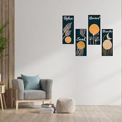 Mdf Wooden Wall Hanging  Relax Soak Unwind Breathe Positive Thought Wall Decoration Hanging For Home, Bedroom, Living room  Wall Artwork For Hall Decor | Modern Wall Decorative Accessories