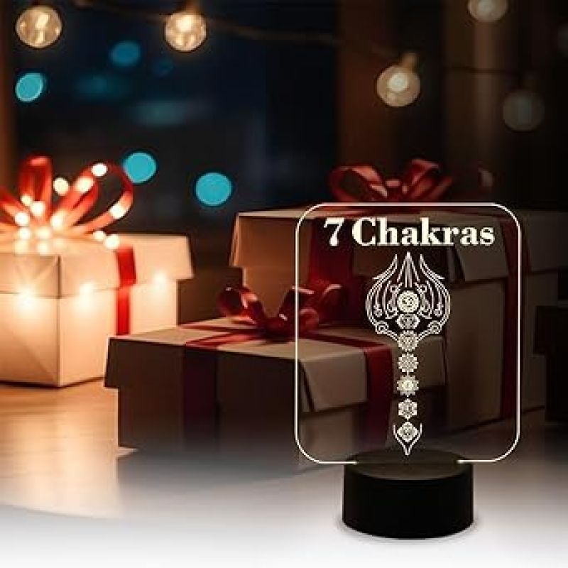 7 Chakra Acrylic Yoga Meditation Led Light with Warm White Light  7 Chakra for Good Luck and Positive Energy  Home Decor Light